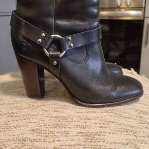 Frye Black Leather Ankle Booties